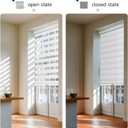 AOSKY Cordless Zebra Blinds for Windows Pull Down Roller Window Shades Dual Layer Light Filtering Privacy for Day and Night, Free-Stop Door Shades for Home Easy to Install (36" W X 64" H, White)