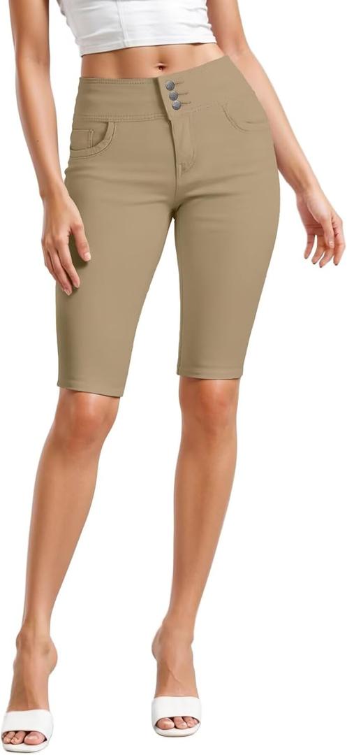 Hybrid & Company Womens Perfectly Shaping Hyper Stretch Bermuda Shorts Capri (7)