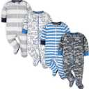 Onesies Brand Baby Boys' 4-Pack Sleep 'N Play Footies (6-9 Months, Blue Dino)