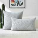 FUTEI Dark Grey Decorative Throw Pillow Covers 20x20 Inch Set of 2,Soft Chenille Phoenix Tail Leaf Textured Cushion Case,Modern Home Decor for Couch Bed Living Room