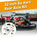 32 in/815mm Go Kart Rear Axle Assembly Kit with Shaft & Hub & Chain & Brake Master Cylinder Replacement for Go Kart ATV