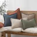 MIULEE Decorative Throw Pillow Covers Neutral Linen Fringe Throw Pillows Euro Shams Set of 2 Dune Boho Farmhouse Cushion Covers for Couch Sofa Bed Living Room Spring Home Decor 24x24 Inch
