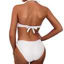 xxxiticat Women's Sexy Strapless Bikini Sets Bandeau Twist Front Padded Gradient Colorful Two Piece Bathing Suit Swimsuit(WH,S) (White, S)