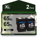 65XL Black Ink Cartridge Replacement for HP 65 65XL 65XXL Work with HP Envy 5070 5014 5055 5000 5052 5010 DeskJet 3755 3700 2600 (2 Black)