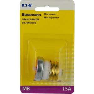 Bussmann BP/MB-15 15 Amp Edison Base Plug Fuse Circuit Breaker, 125V