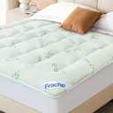 Fracho 4 Inch Queen Memory Foam Mattress Topper, Dual Layer Design with 2" Bamboo Rayon Pillow Top & 2" Cooling Gel Memory Foam, CertiPUR-US Certified Medium-Firm Bed Topper for Pressure Relief, Green-Queen
