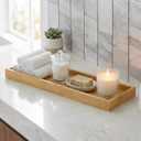Bam & Boo Natural Bamboo Serving Tray Modern Rectangular (Bamboo, 19.1 x 5.25" x 1.2") for Food, Drinks, Decor, Vanity in Home, Kitchen, Bathroom, Coffee Table, Bed
