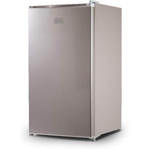 BLACK+DECKER 3.2 Cu. Ft. Compact Refrigerator, ENERGY STAR Certified Small Refrigerator, Single Door Mini Fridge with Freezer, Personal Fridge for Home/Dorm Room, R600a Refrigerant, VCM Stainless Look (Silver)