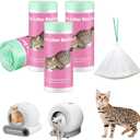 100 Pack Cat Litter Box Liner Bags Compatible with Self-cleaning Cat Litter Box, Thick Heavy Duty Drawstring Automatic Kitty Litter Box Waste Drawer Liners-19" x 18" (Pink)