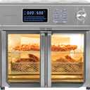 Kalorik MAXX Air Fryer Oven, 26 Quart 10-in-1 Countertop Toaster Oven & Air Fryer Combo - Fry, Bake, Roast, Rotisserie, & More, Large Glass French Doors & 9 Accessories, 1700-Watts, Stainless Steel