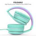 RORSOU R10 Over-Ear Headphones with Microphone Lightweight Folding Stereo Bass Headset with 1.5M No-Tangle Cord Portable Wired Headphones for Smartphone Tablet Computer Green