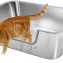 Low Entry Stainless Steel Litter Box for Senior Cats, Metal Large Litter Boxes, XL Extra Cat Litter Pan for Injured Cat & Big Cats, Easy to Clean, Non-Stick, Odor-Free, 19.7" L13.8" W5.9" H