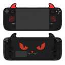 PlayVital Cute Demon Protective Case for Steam Deck LCD & OLED, Kawaii Anti-Slip Protector for Steam Deck OLED with Thumb Grip Caps & Trackpads Stickers & Back Button Enhancement Set - Black