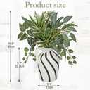 Artificial Greenery Arrangement with Cement Vase, Fake Potted Plants in Rustic Jug Planter, Faux Leaf Bouquet for Table Centerpiece, Farmhouse Home Decor, Dining Room, Living Room, Shelf Decoration