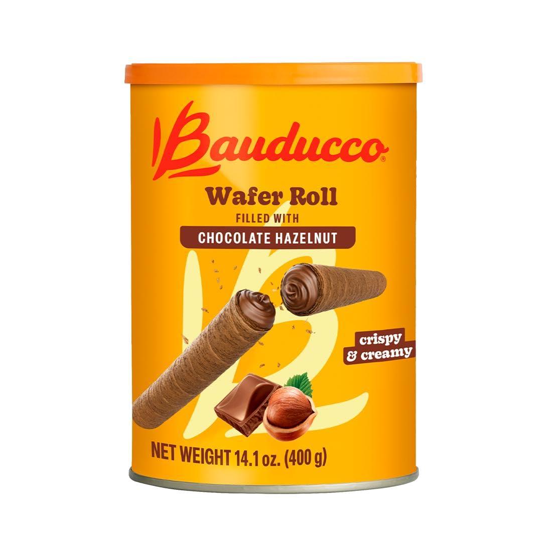 Bauducco Wafer Rolls, Crispy Chocolate Wafer Rolls Filled with Creamy Hazelnut, 14.1 oz (Pack of 1) BBD: 05/03/27
