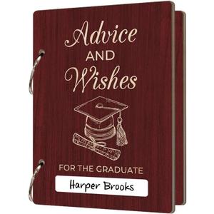 La Boda Graduate Cards Keeper with Metal Buckles Binding, Advice & Wishes Card Holder, Wooden Photo Storage & Organization for The Graduate, Holiday Card Keepsake Book Graduation Gifts