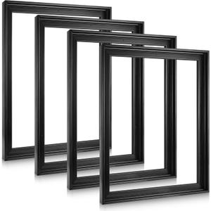 Soaoo 4 Pcs Canvas Floater Frames Floating Canvas Frame 0. 9" Deep Artwork for Paintings with Hardware Kit Included for Wall Prints Painting, Assemble Required(16'' x 20'',Black)