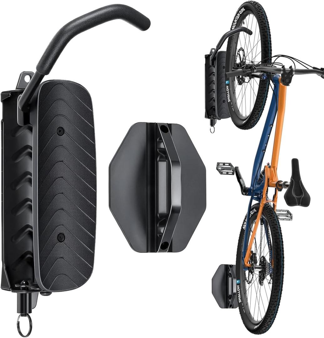 BYHUME Bike Rack Garage,Bike Wall Mount, 150 Swivel & Space-Saving Vertical Bike Hangers for Storage, Sturdy Bike Stand Holds Up to 66lbs, Easy to Install, 1 Pack