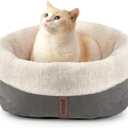 Self-Warming Cat Bed, 17.7" x 13.7" Anti-Slip Soft Round Thermal Pet Cushion Bed for Kittens, Cats, Puppies and Small Dogs (Grey)
