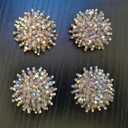 Round Handmade Bead Crystal Flower Decorative Cloth Sticker Decoration, Chest Flower/Hair Clip/Hair Accessory Decorative Material Diamond Decoration (Light Gray)