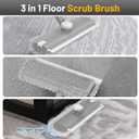 2 x Floor Scrub Brush with Long Handle: 3 in 1 Heavy-Duty Floor Scrubber Brush with Squeegee for Cleaning Tile Bathroom Deck Kitchen Patio - Gray