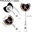 5 x Letter K Acrylic Badge Reel with Glitter - Sparkling Christmas Gift for Nurses, Teachers, Students & Office, Holiday ID Holder for RN, CNA, LPN