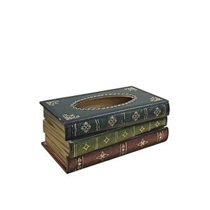 Exquisite Classical Wooden Book Tissues Box, Rectangular Napkin Holder, Restaurant Tissues Storage Box Ornament(Blue)