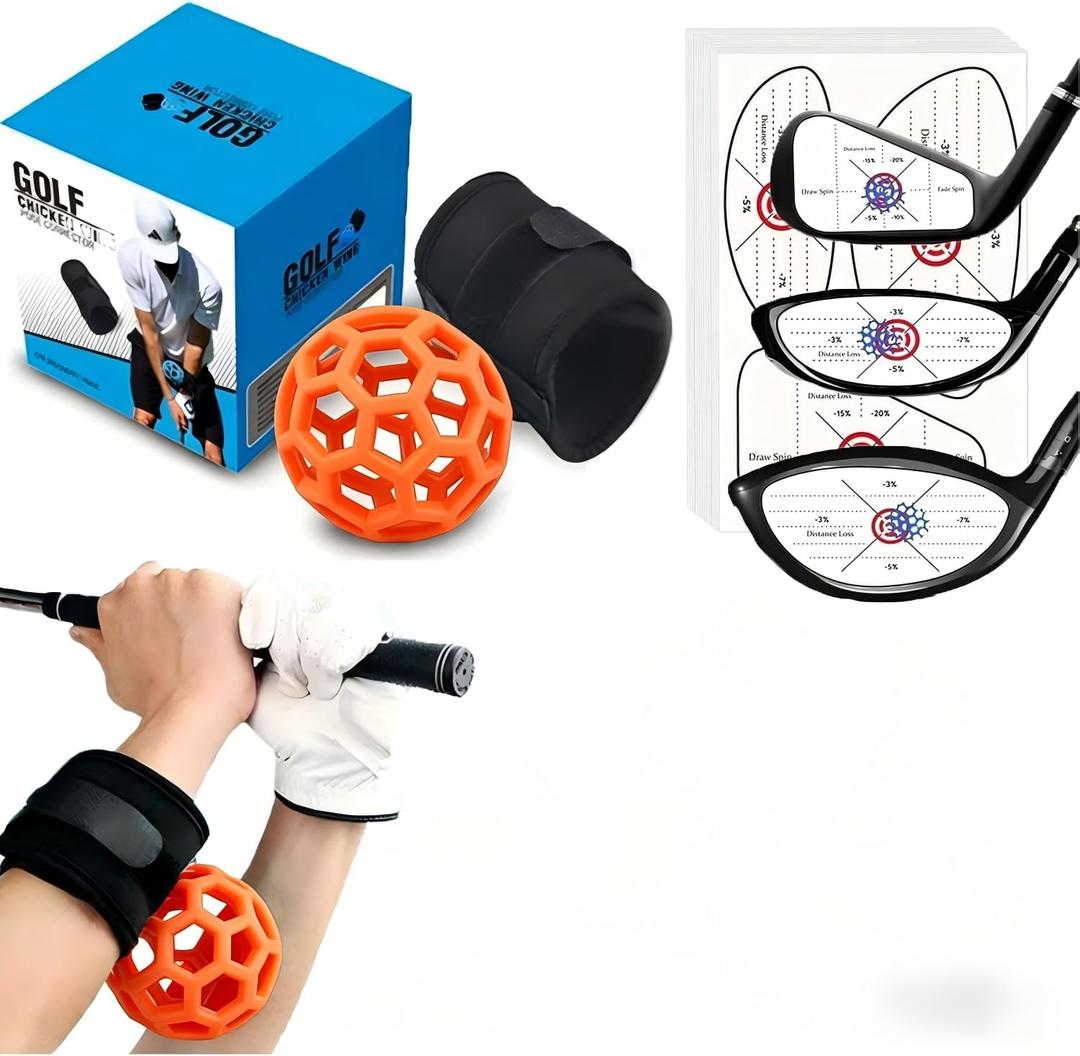 Golf Swing Training Aid-2-in-1 Golf Training Aid kit Including Golf Swing Trainer Ball, 60Pcs Impact Tape | Improve Golf Practice, Grip & Impact Precision