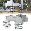 BiJun Chain Link Double Gate Latch Chain Link Fence Gate Latch for 1-3/8" Gate Frames,Chain Link Residential Strong Arm Double Gate Latch Equipped with Convenient Padlock Holes (Silvery)