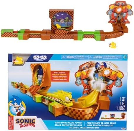 Sonic The Hedgehog Go Go Racers Deluxe Playset with Diecast Super Sonic Figure, Combine with The Sonic Adventure Playset