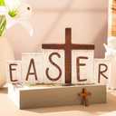 GlikCeil 6 Pcs He is Risen Easter Table Decorations Easter Wooden Cross Signs Decorative Resurrection Scene Decor Cross Tiered Tray Decor Table Centerpieces for Kitchen Office Crafts Home Party Gifts