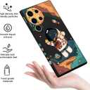 for Samsung Galaxy S24 Ultra Case, Astronaut Pattern Slim Liquid Silicone Anti Slip for Galaxy S24 Ultra Phone Case 6.8 inch, Astronauts Black