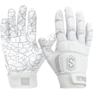 Sports Unlimited Max Clash Lineman Adult/Youth Padded Football Gloves, Lineman Football Gloves, Men's and Boys Offensive/Defensive Line (XX-Large, White)