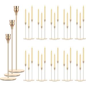 Yaomiao 30 Pcs Gold Candlestick Holder Bulk Gold Taper Candleholders Metal Candle Stick Holder Decor for Wedding Table Centerpiece Dinning Party Anniversary Fit 0.75 Inch Thick Candle 9, 11, 13 Inch