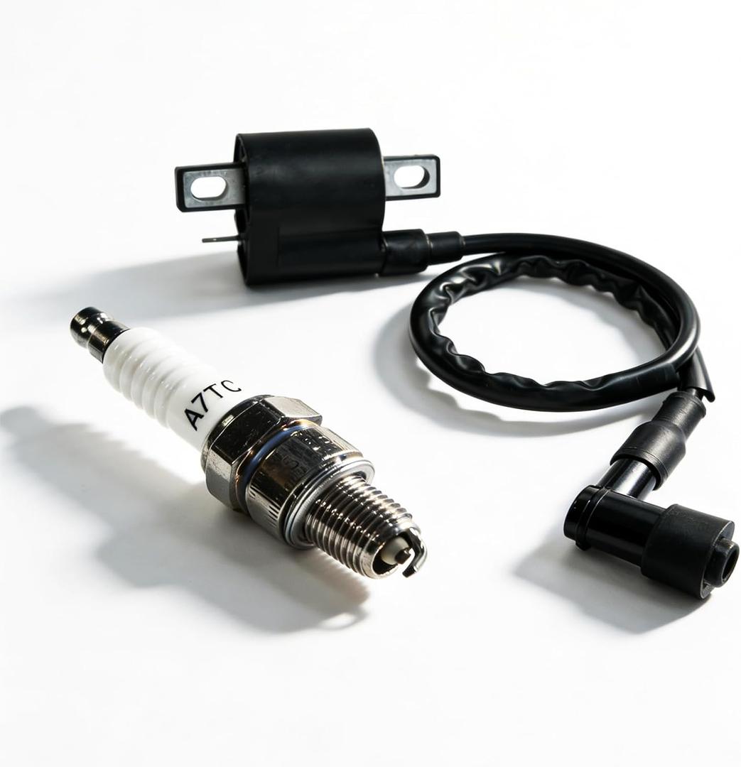 2 PCS Racing Ignition Coil with Spark Plug, High Performance Upgrade Kit for CG125 50-250CC Vertical Engine, Compatible with ATV Dirt Bike Go Kart Motorcycle (Black)