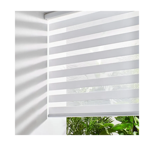 Persilux Dual Layer Polyester Window Shade, Cordless Zebra Blinds, White, 35.5" W x 64" H, Light Filtering, Safe for Kids & Pets, Room Darkening, Thermal Insulated