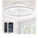 ZMISHIBO Ceiling Fans with Lights and Remote, 19.7'' Low Profile Ceiling Fan, 3000-6000K Dimmable Modern Flush Mount LED Fan Light, 6 Wind Speeds, White Fandelier Ceiling Fans for Bedroom