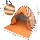 Pop Up Beach Tent Shade Sun Shelter UPF 50+ Canopy Cabana 2-3 Person for Adults Baby Kids Outdoor Activities Camping Fishing Hiking Picnic Touring (Orange Stripes), 64.9 inches x 59 inches x 43.3 inches