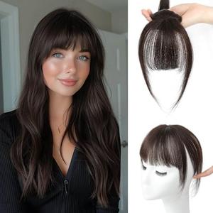 Ms Taj 360 Cover Clip in Real Human Hair Fake Bangs Clip in Hair Extensions for Women - Daily Use (Dark Brown)