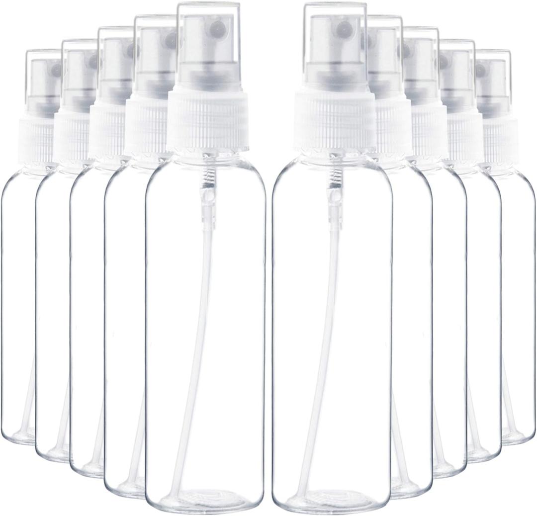 Youngever 10 Pack Plastic Spray Bottles 4 Ounce, Refillable Plastic Spray Bottles with Lids, Clear Empty Fine Mist Plastic Mini Travel Bottles