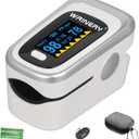 WRINERY Oxygen Saturation Monitor, Pulse Oximeter Fingertip, Oxygen Monitor, O2 Saturation Monitor, OLED Portable Oximetry with Batteries, Lanyard (Silver-White)
