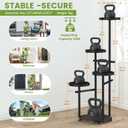 TOSKING 5-Tier Tall Plant Stand Indoor & Outdoor, Anti-Tip Round Base for Pots, Child and Pet Friendly, Heavy Duty Corner Shelf for Multiple Plants, Space-Saving Design for Living Room Balcony Garden (Black, 38in)