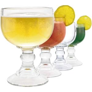 Chefcaptain Margarita Glass Schooner- 21.5 Oz Set Of 4 Extra Large Goblet Crystal Style ZERO LEAD Shrimp Cocktail, Coronaritas, Margaritas 4 PACK With Clips