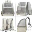 Texsens Pet Backpack Carrier for Small Cats Dogs | Ventilated Design, Safety Straps, Buckle Support, Collapsible | Designed for Travel, Hiking & Outdoor Use (Creamy White)