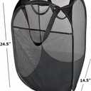 2 Pcs Strong Mesh Pop-up Laundry Hamper, Quality Pop Up Hampers for Laundry with Durable Handles Solid Bottom High Carbon Steel Frame, Easy to Open and Fold Flat for Storage(Black)