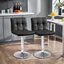 Bar Stools Set of 2, Adjustable Counter Height Chairs with Back, Swivel PU Leather Bar Chairs for Kitchen, Dining Room, Bar, 2packs Black