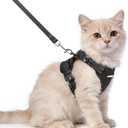 rabbitgoo Cat Harness and Leash, Escape Proof Vest with 3 Adjustable Buckles, Soft Comfortable Kitten Harness, Easy to Wear, Reflective for Safe Outdoor Walking, XS, Black