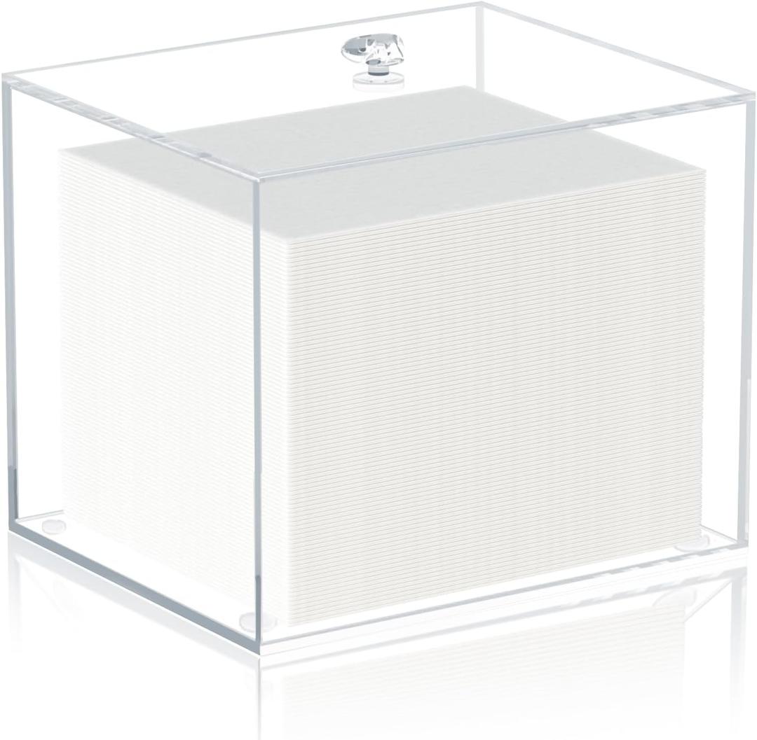 Disposable Face Towels Holder for Clean Skin Club, Acrylic Container Box, Bathroom Storage, Organizer (Towels Not Included) (Square-6.69IN)