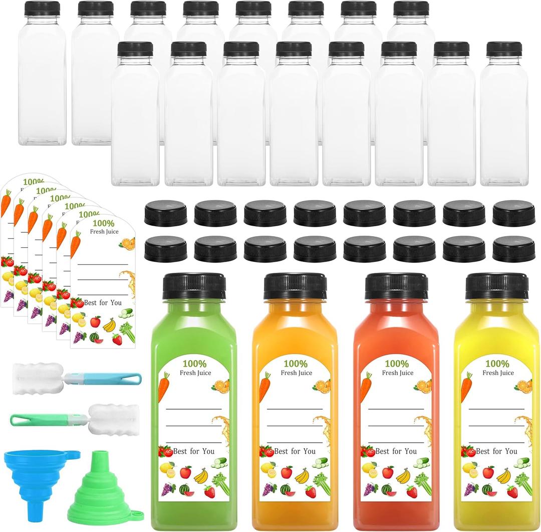 30Pcs 12 Oz Plastic Juice Bottles with Caps,Clear Reusable Water Bottle & Tamper Proof Lids,Juice Containers,Juicing Bottles for Fruit Juice,Smoothies,Coffee - Food Grade & Travel Bottle