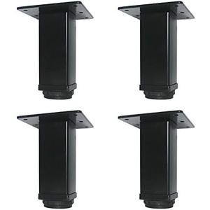 QLLY 6 inch Adjustable Metal Furniture Legs, Square Office Table Desk Leg, Table Leg, Set of 4 (Black)